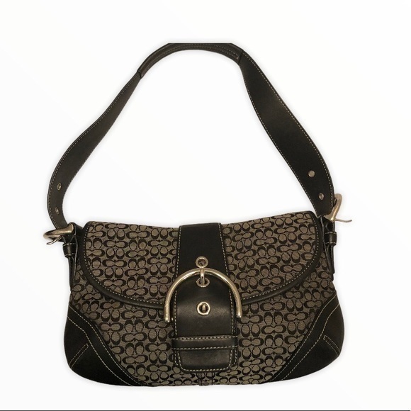 Coach Handbags - Coach vintage y2k small soho signature mini bag black leather gray 6818